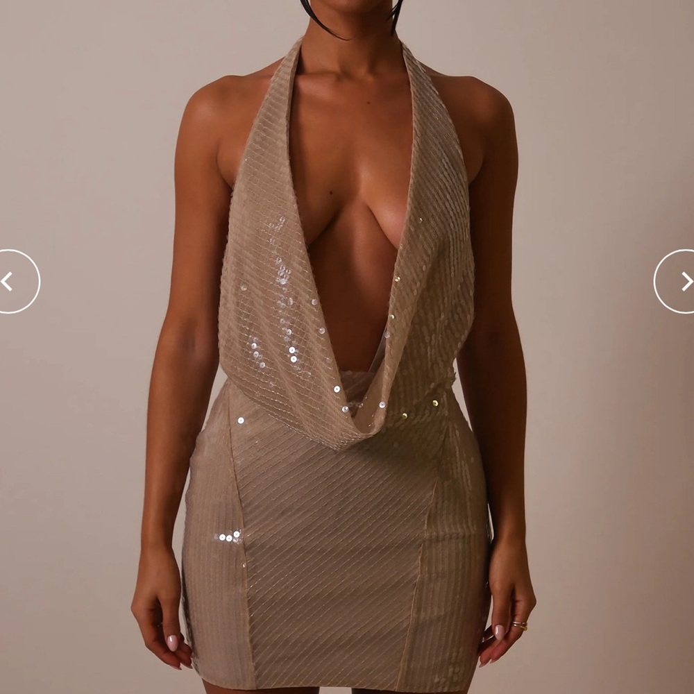 The deep cowl sequin mini- naked sequins the Label